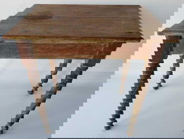 ANTIQUE FARMHOUSE TABLE WITH CARVED LEGS