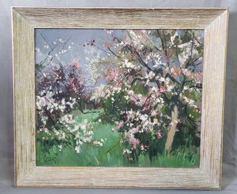MAURICE MARTIN SIGNED OIL ON CANVAS LANDSCAPE WITH TREES