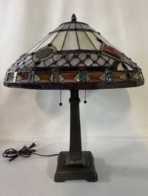 TIFFANY STYLE LAMP WITH BEJEWELED SHADE