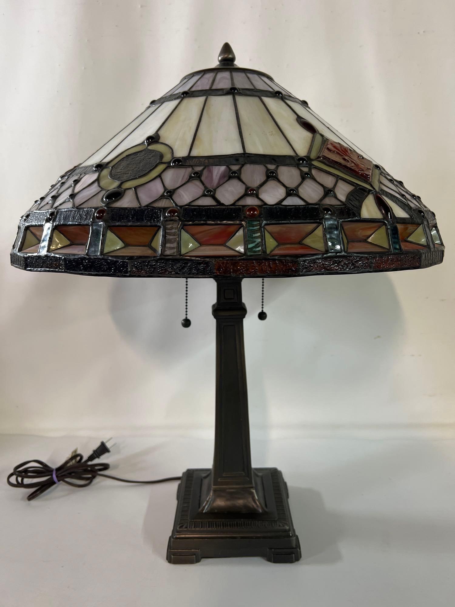 TIFFANY STYLE LAMP WITH BEJEWELED SHADE (1 of 5)