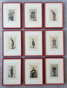 COLLECTION OF NINE MEN OF THE DAY VANITY FAIR CARICATURE PRINTS BY VARIOUS ARTISTS