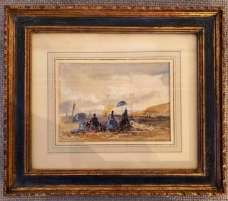 SIGNED WATERCOLOR "WATCHING THE RAGATTA"