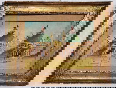 MISSINI SIGNED OIL ON ARTIST BOARD "ITALIAN CITYSCAPE" 20.5" X 25.5"