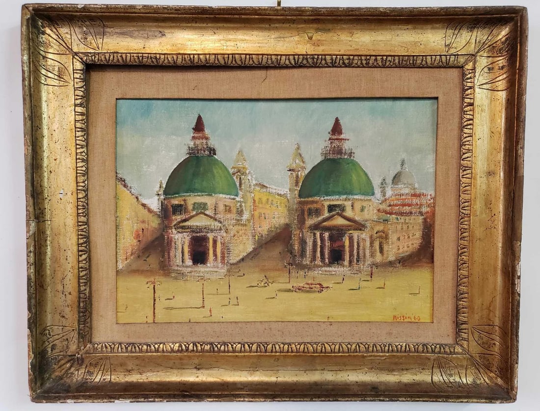 MISSINI SIGNED OIL ON ARTIST BOARD "ITALIAN CITYSCAPE" 20.5" X 25.5" (1 of 8)
