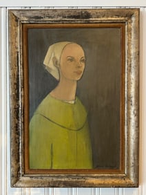 JAMES LECHAY SIGNED OIL ON CANVAS "PORTRAIT OF ANNE BRADBURY" 37" X 27.5"