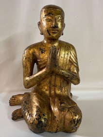 GILT BRONZE BUDDHIST MONK / BUDDHA SCULPTURE LIKELY BURMESE