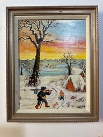 EASTERN EUROPEAN SNOW SCENCE PAINTING