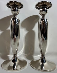 SET OF TWO REED & BARTON STERLING SILVER WEIGHTED CANDLE HOLDERS