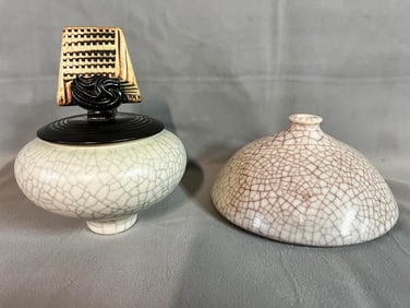 LIVING ESTATE OF JOSEPH RODANO: PAUL BELLARDO POTTERY VASE AND COVERED DISH