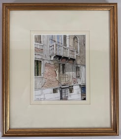 VENETIAN BUILDING WATERCOLOR PAINTING A. ROY MERRINGTON