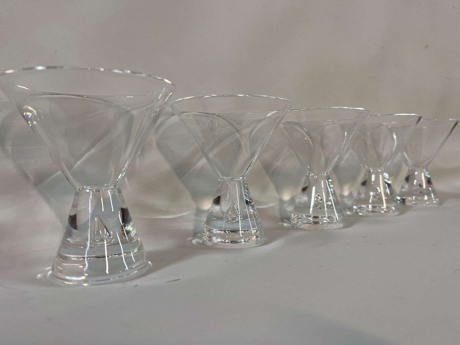SET OF FIVE STEUBEN MARTINI GLASSES (1 of 6)
