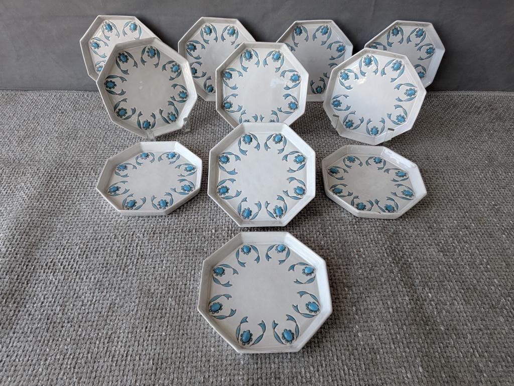 SET OF ELEVEN ITALIAN DESSERT PLATES MARKED 1942 CAROLE STUPELL (1 of 9)