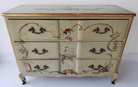 LOUIS THE XV STYLE CHINOISERIE DECORATED BRONZE MOUNTED 4 DRAWER CHEST