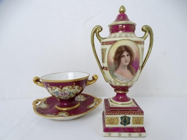 LIMOGES SOUP TUREEN WITH PLATTER AND VASE