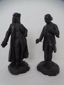 TWO RARE WEDGWOOD BASALT FIGURES - VOLTAIRE AND ROUSSEAU
