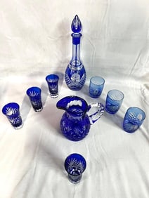 COLLECTION OF COBALT BLUE BOHEMIAN GLASS