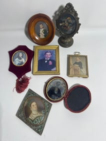 MINIATURE PORTRAIT OF NAPOLEON LOT INCLUDES THREE ANTIQUE MINiATURE PORTRAITS AND FRAME