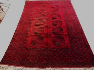 ANTIQUE SATURATED RED AFGHAN RUG