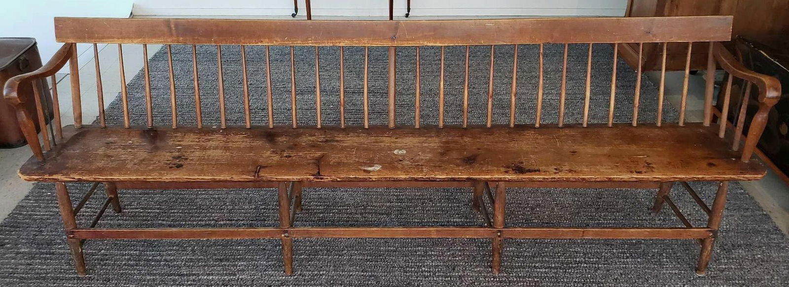 ANTIQUE AMERICAN DEACONS BENCH 31" X 96"(8') X 18" (1 of 17)