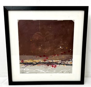 ABSTRACT OIL ON PAPER "FALL B" SIGNED BY ARTIST FILIPPO IOCO