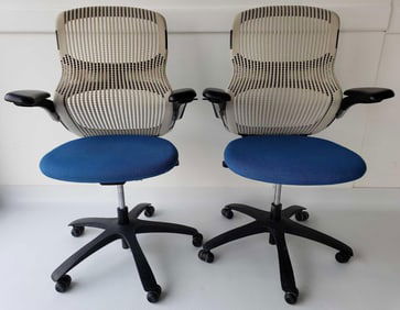 PAIR OF KNOLL "GENERATION" FULLY ADJUSTABLE CHAIRS. 39"- 44"H X 28" X 24"