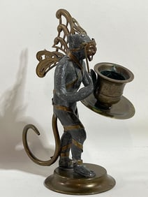 VINTAGE FLYING MONKEY CANDLE HOLDER WITH BROKEN WING | 6.5" H