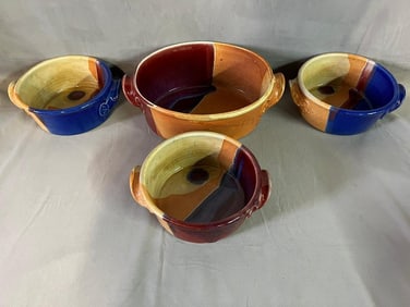 LIVING ESTATE OF JOSEPH RODANO: FOUR SMALL VINTAGE WALT GLASS POTTERY CERAMIC BOWLS & TUREENS