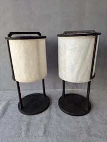 LIVING ESTATE OF JOSEPH RODANO: PAIR OF VINTAGE SHIBU JAPANESE MARU ANDON LANTERN LAMPS