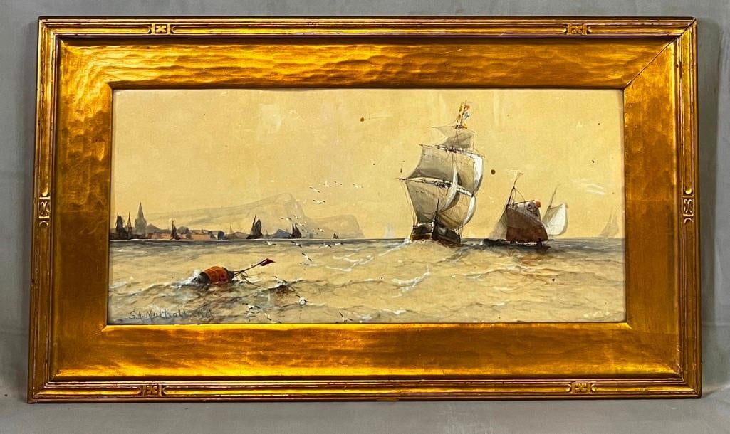 SYDNEY A. MULHOLLAND VINTAGE NAUTICAL THEMED WATERCOLOR PAINTING (1 of 8)