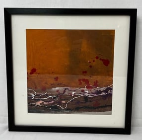 ABSTRACT OIL ON PAPER "FALL A" SIGNED BY ARTIST FILIPPO IOCO 12X12 IMAGE SIZE