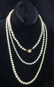 TRIO OF HIGH QUALITY COSTUME JEWELRY PEARL NECKLACES