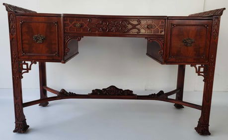 CHINESE CHIPPENDALE STYLE DESK WITH MIRROR TOP 32.5" X 51.25" X 20"