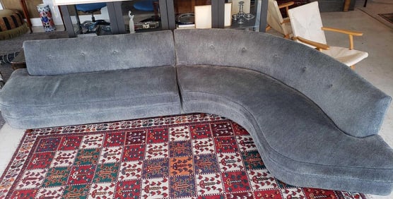MID-CENTURY 2 PART SERPENTINE SECTIONAL SOFA