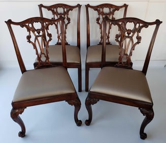 FOUR THEODORE ALEXANDER CHIPPENDALE STYLE CHAIRS