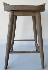 RESTORATION HARDWARE ORGANIC MODERN KILN DRIED, SOLID OAK BAR STOOL 27.5" X 18" X 15"
