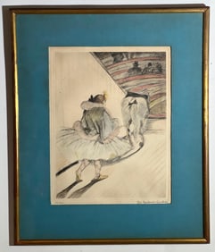 VINTAGE TOULOUSE-LAUTREC HAND-PAINTED LITHOGRAPH "AU CIRQUE-ENTREE EN PISTE" PENCIL SIGNED 92/500