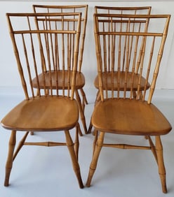 GROUP OF 4 AMERICAN WINDSOR BIRDCAGE MAPLE DINING CHAIRS