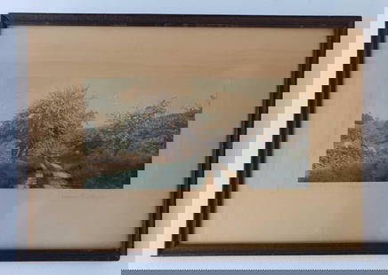 WALLACE NUTTING SIGNED HAND COLORED PHOTOGRAPH: This is a signed antique hand-colored photograph by Wallace Nutting, titled "The Beauty of the Uplands." Wallace Nutting (1861-1941) was a prominent American artist, clergyman, and photographer known