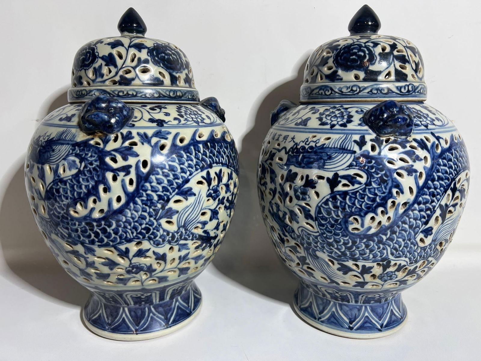 PAIR OF ANTIQUE CHINESE PORCELAIN INCENSE BURNERS (1 of 17)