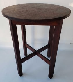 VINTAGE OAK MISSION LAMP TABLE IN THE STYLE OF STICKLEY BROTHERS
