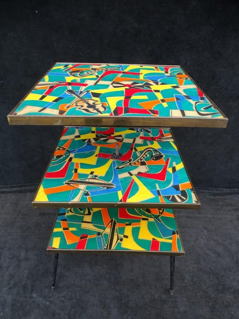 1950'S ATOMIC ERA THREE- TIER SIDE TABLE (1 of 8)