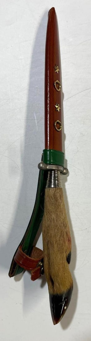 1960'S HOFFRITZ GERMANY DEER HOOF HUNTER KNIFE AND SHEATH: APPROX. 9"