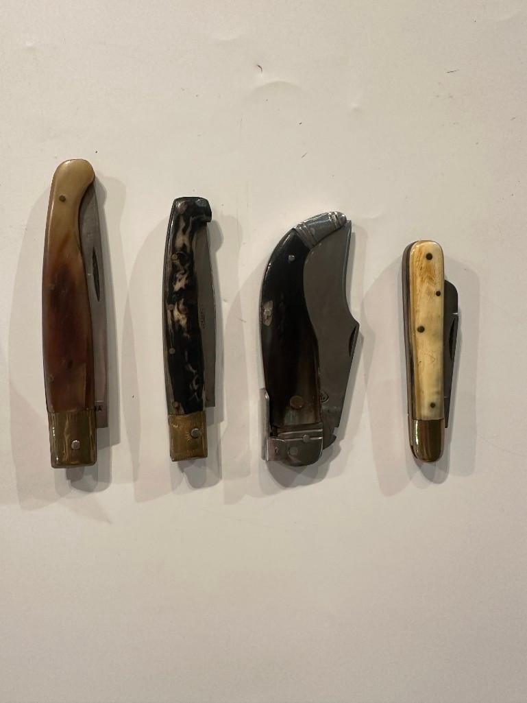 LOT OF 4 VINTAGE NAVAJO STYLE HORN HANDLE KNIVES (1 of 8)