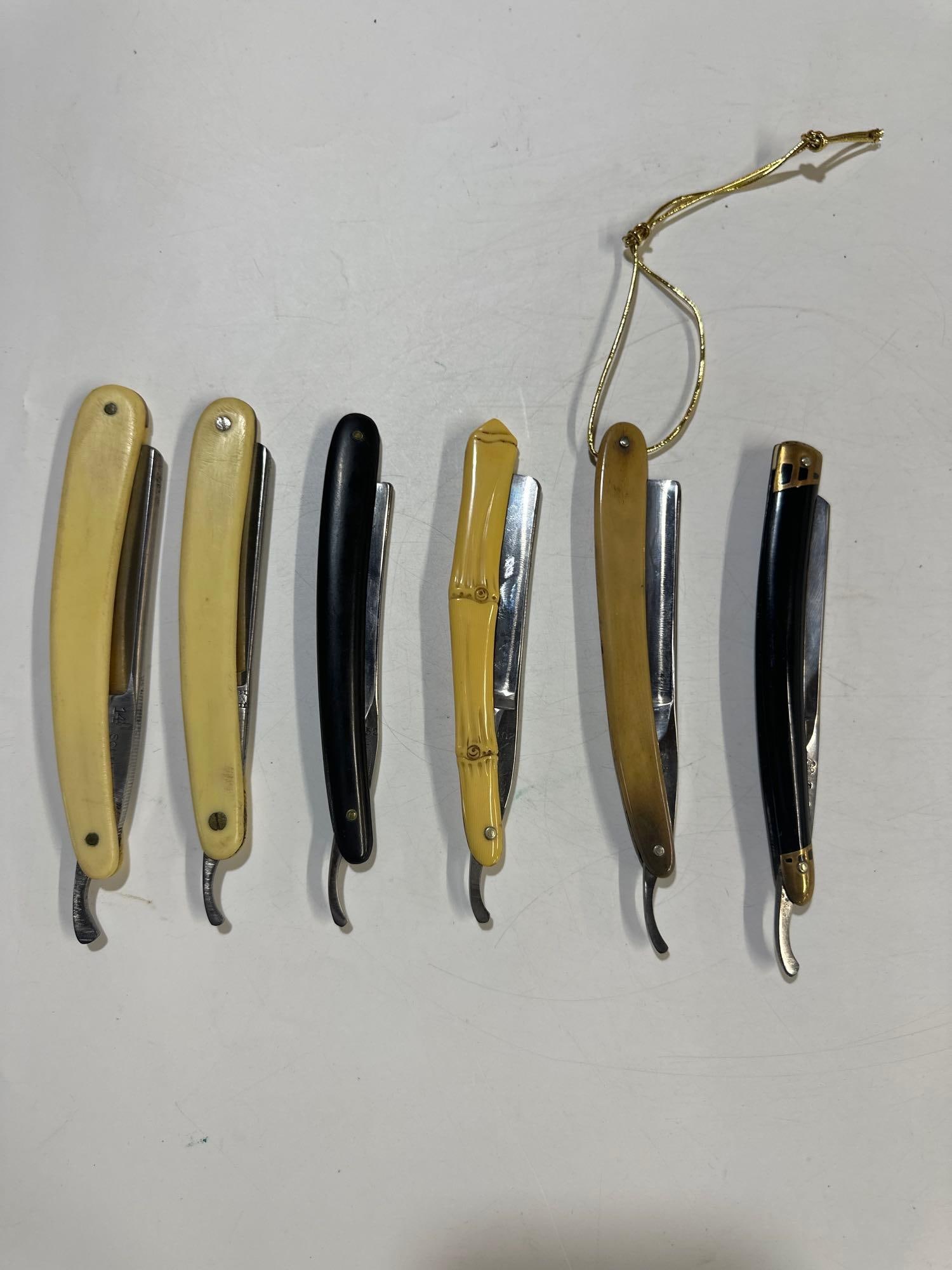 LOT OF VINTAGE STRAIGHT RAZORS: LONGEST 11" OPEN