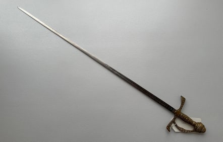 EUROPEAN 17TH CENTURY BRASS GUARD SWORD