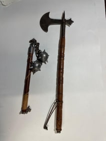 VINTAGE BATTLE AXE AND MACE