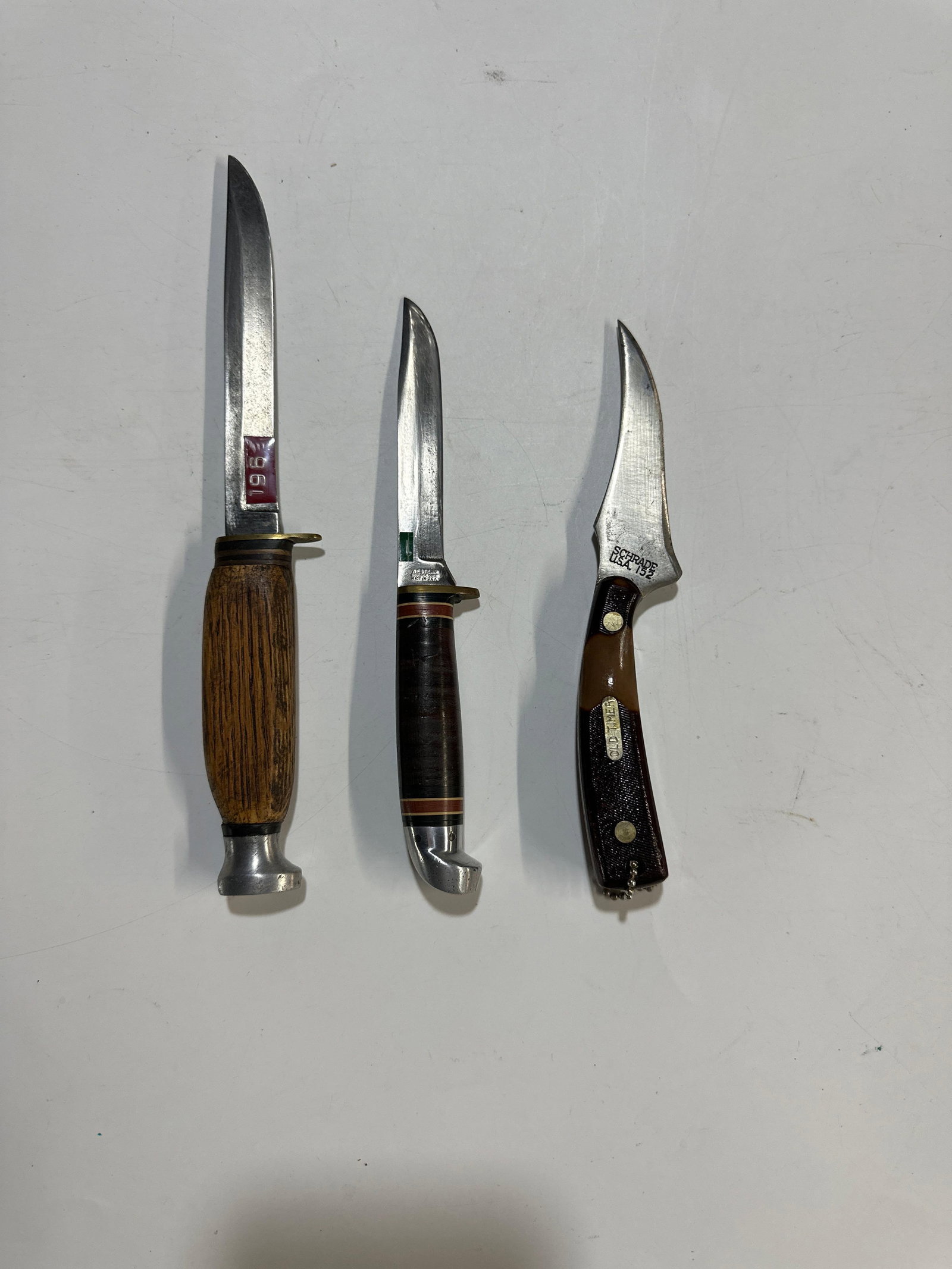 MOVED TO LOT 36: LONGEST: 9.5" SCHRADE 152, WESTERN BSA, KABAR 1236