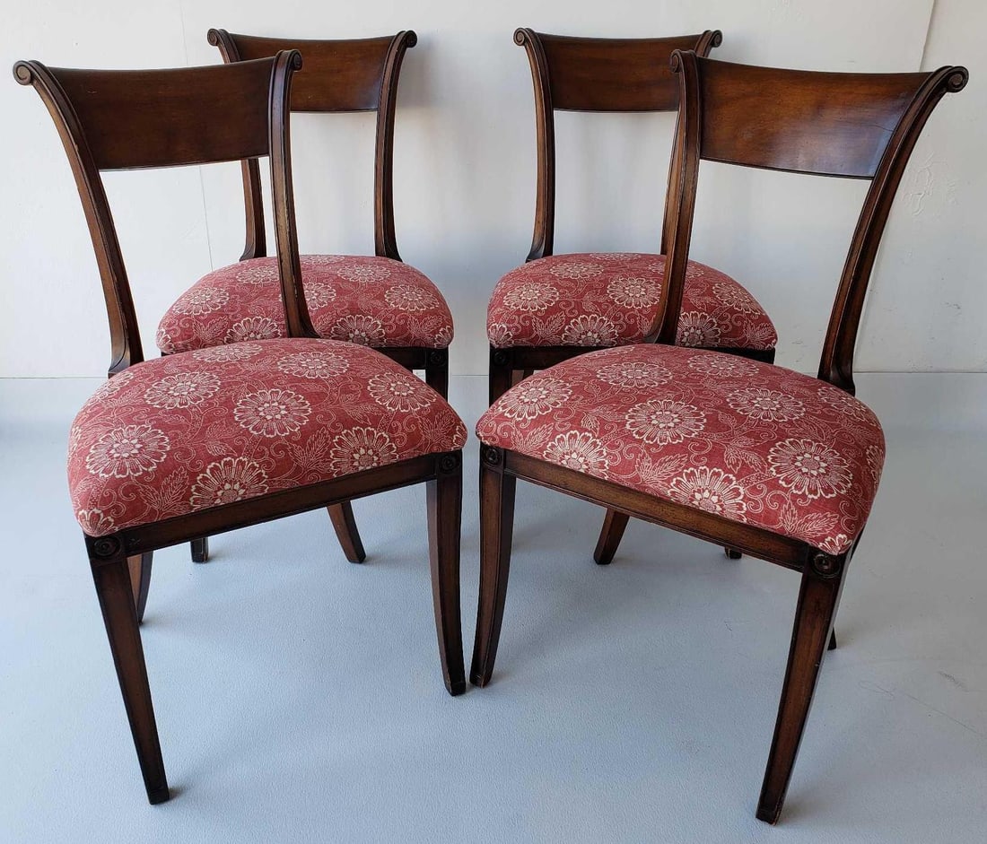 SET OF FOUR UPHOLSTERED MAHOGANY SIDE CHAIRS (1 of 8)