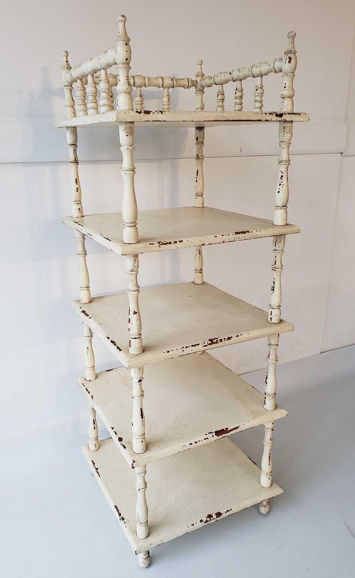 FIVE-TIER WHITE WOODEN ETAGERE (1 of 9)