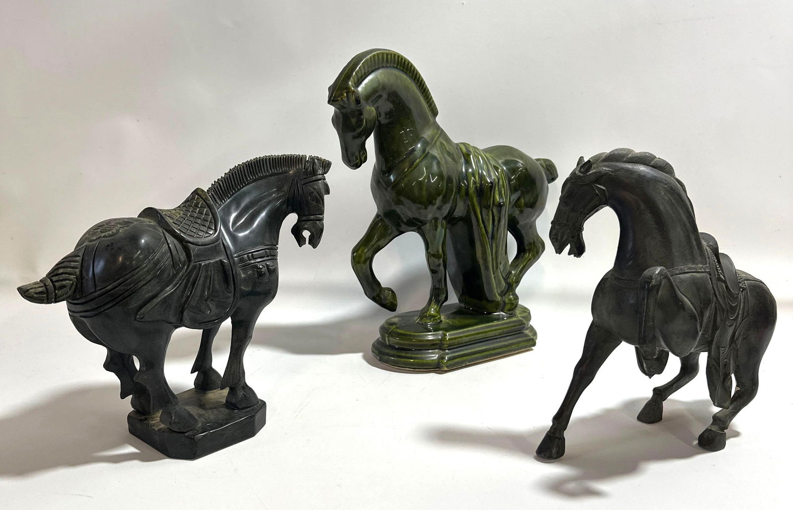 TRIO OF HORSE SCULPTURES (1 of 9)